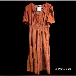 Arden Corduroy Dress (Rust)